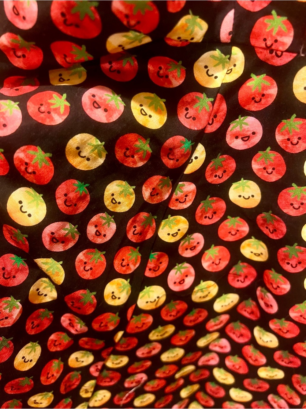 Bernie Dexter Black Dress with Red and Yellow Smiling Tomato Print - Picture 4 of 4